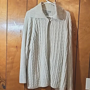 Design Original Studio women's cardigan sweater sz 3X tan beige boho ribbed knit